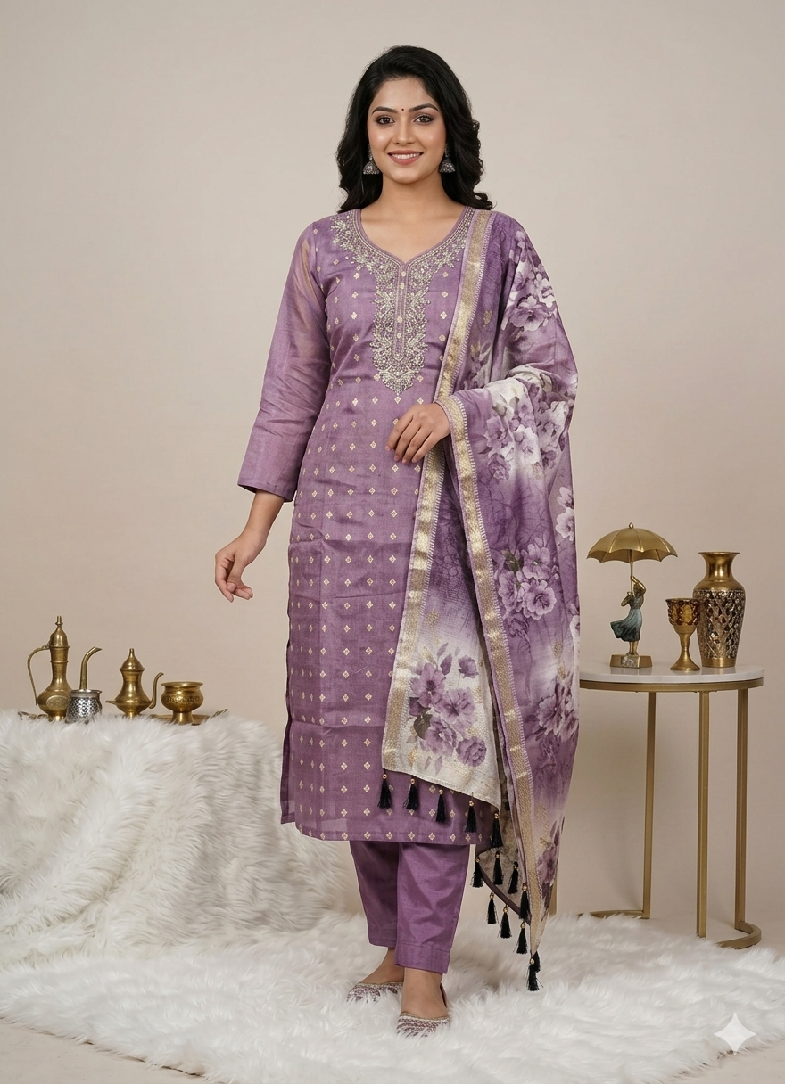 Gemini_Generated_Image_do7bs3do7bs3do7b Purple Kurta Set with Jacquard Dupatta - Image 1