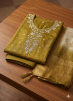 Mustard Kurta Set with Jacquard Dupatta - Image 3