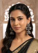 Elegant Oxidised Jhumka Earrings - Image 4