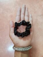 Black Satin Mini Scrunchie - Image 3