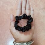Black Satin Mini Scrunchie