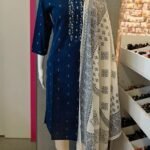 Navy Blue Embroidered Kurta Set