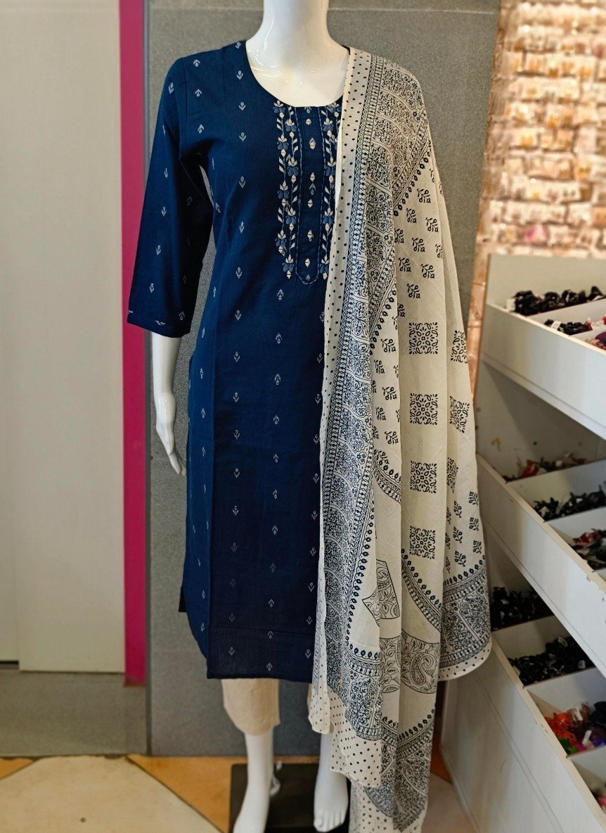 IMG_20260319_115854.jpg Navy Blue Embroidered Kurta Set - Image 1