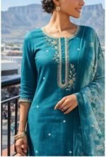 Royal Floral Embroidered Suit Set - Image 5