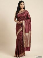 Royal Maroon Zari Silk Saree