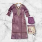Purple Kurta Set with Jacquard Dupatta - Image 2