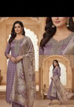 Purple Kurta Set with Jacquard Dupatta - Image 4