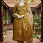 Mustard Kurta Set with Jacquard Dupatta