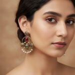 Antique Gold Earrings with Red Stones