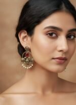 Antique Gold Earrings with Red Stones