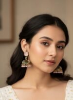 ROYAL EMERALD DOME JHUMKAS EARRINGS