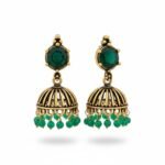 ROYAL EMERALD DOME JHUMKAS EARRINGS - Image 3
