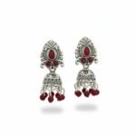 OXIDIZED SILVER JHUMKA EARRINGS - Image 5