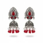 OXIDIZED SILVER JHUMKA EARRINGS - Image 4