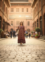 ELEGANT MAROON PRINTED ETHNIC MAXI DRESS FOR WOMEN - Image 3