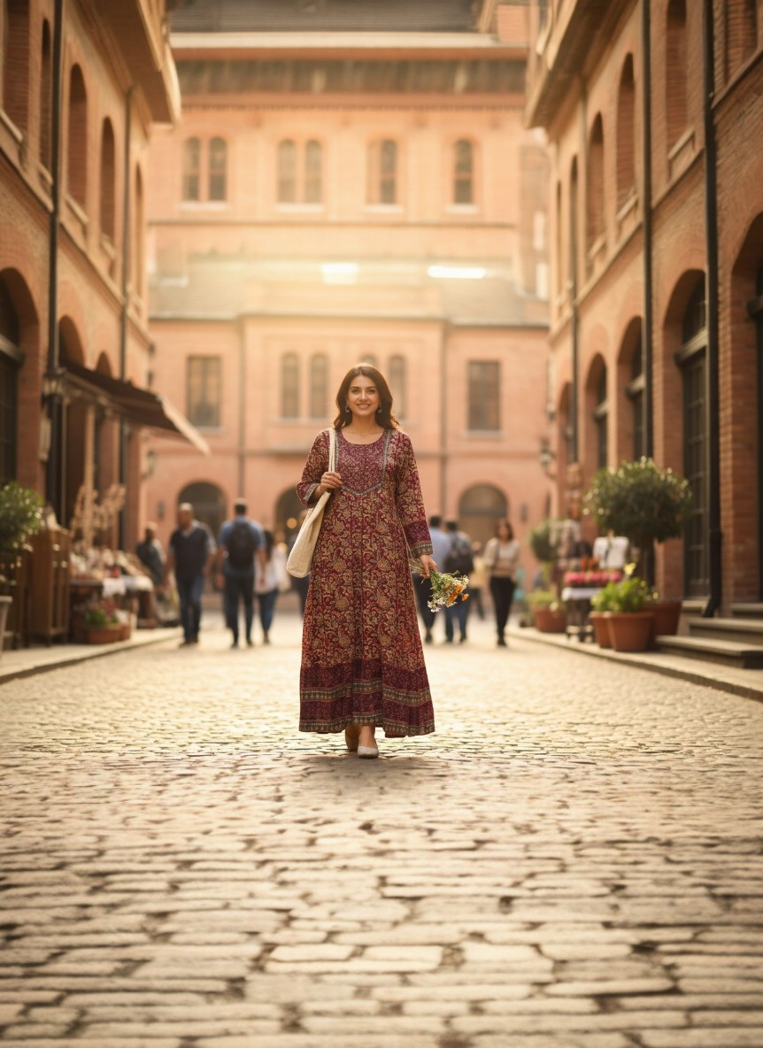 Photoroom-20260411_174256554 (1) ELEGANT MAROON PRINTED ETHNIC MAXI DRESS FOR WOMEN - Image 1