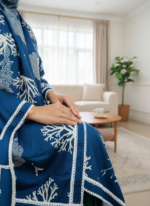 Elegant Indigo Floral Printed Kurta Dress - Image 5