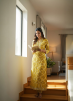 MUSTARD YELLOW PRINTED ETHNIC KURTI SET FOR WOMEN - Image 3