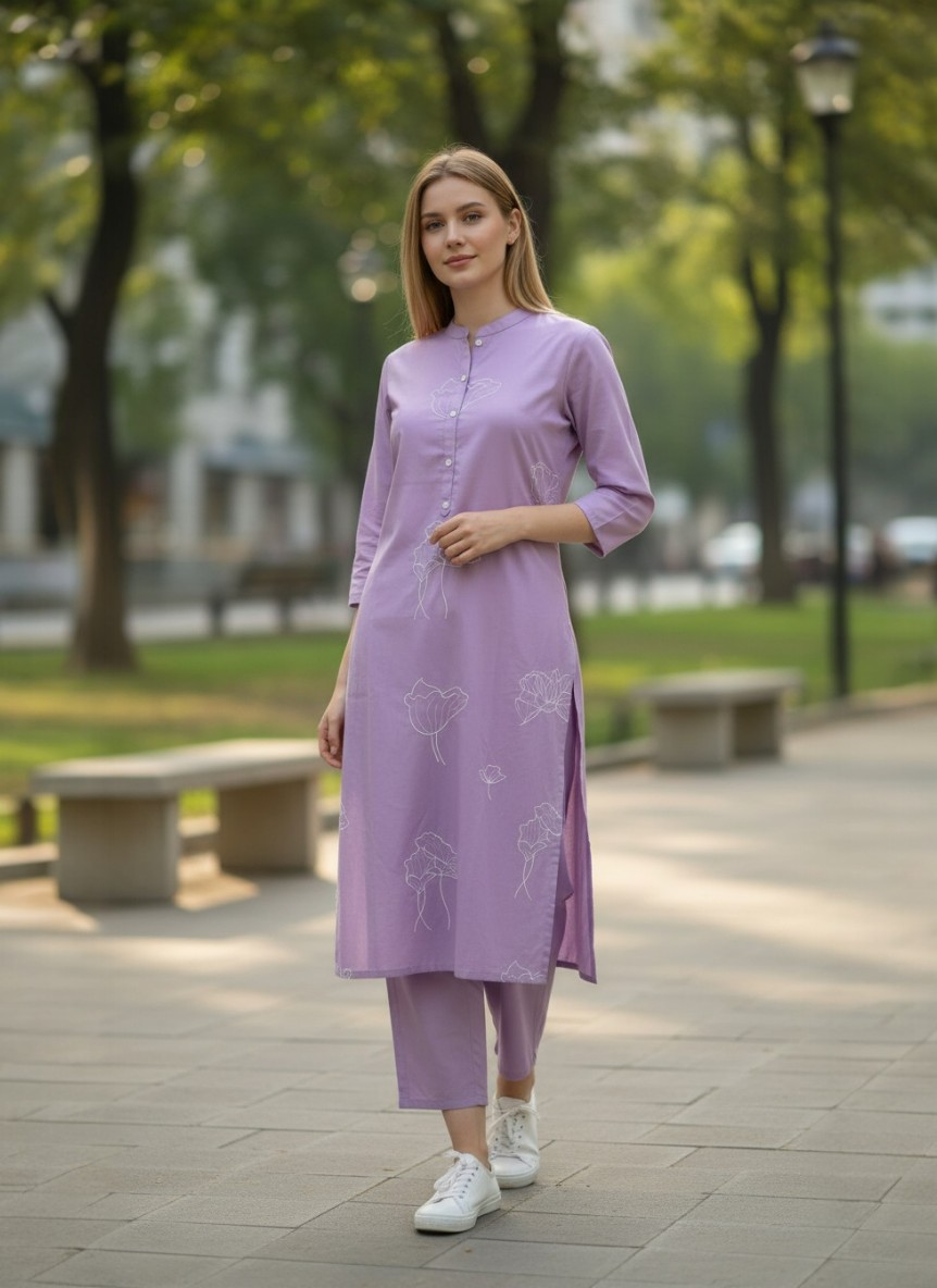 Photoroom-20260504_112909084 (1) LAVENDER BLOOM KURTA PANT SET (QUAD SET) - Image 1