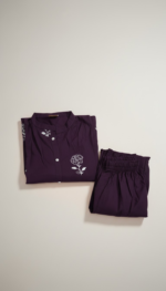 ROYAL PLUM FLORAL KURTA PANT SET (QUAD SET) - Image 3